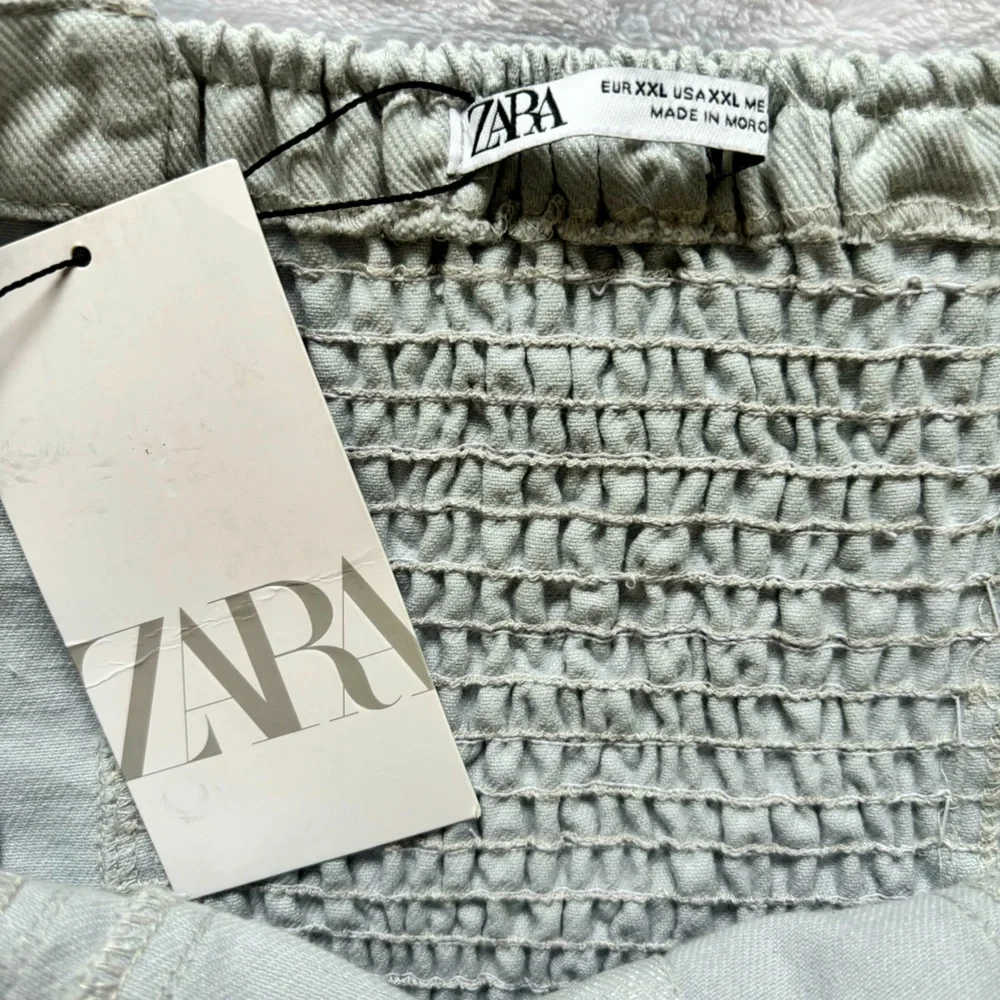 ZARA Top Strapless Silver Blue Denim Corset Style Tube Top—NWT—XXL - Picture 9 of 16